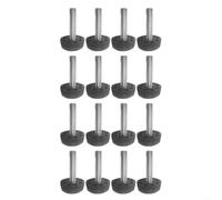 EXTRWORY Lot de 16 pieds de nivellement réglables M8 avec inserts carrés de 20 x 20 mm pour meubles, chaises, tables, armoires - Noir (m8 x 38 x 28 mm)