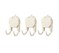 EXTRWORY Lot de 3 crochets à double ventouse, très résistants, sans perçage, amovibles, pour salle de bain, douche, cuisine, support mural en ABS beige (3 pièces)