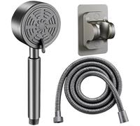 EXTRWORY Pomme de douche haute pression en acier inoxydable 304 3 modes de mélange de pluie, flux pulsé, pour basse pression, gris 33 x 20 x 3 cm (H)