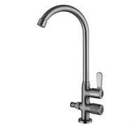 EXTRWORY Robinet d'extérieur rotatif à double commande avec bec étendu et corps en alliage résistant au gel pour l'irrigation et le nettoyage du jardin - Gris - 34 x 17 cm