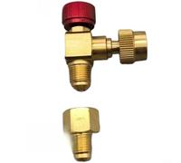 EXTRWORY Soupape de sécurité en cuivre à 90 degrés, pour R410A R22 R32 avec connexion sécurisée Poignée texturée en laiton, pour l'entretien de la climatisation (pour R410 R32)