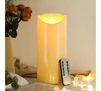 EXTSUD Bougies LED 23,5 cm × 10 cm avec télécommande, protection contre les projections d'eau, avec minuterie, flamme vacillante, bougies piliers, bougies piliers électriques pour l'extérieur, longue