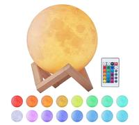 EXTSUD Lampe Lune 3D Veilleuse LED 15CM Dimmable 16 Couleurs avec Télécommande et Interrupteur Tactile USB Rechargeable Lampe de Nuit pour Chambre Salon Café Cadeau Anniversaire Noël