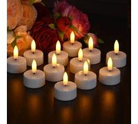 EXTSUD Lot de 12 bougies chauffe-plat LED avec minuteur - Fonctionne avec piles - Sans flamme - Veilleuse électrique - Décoration de salon