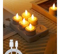 EXTSUD Lot de 6 Bougie LED Rechargeable Bougie Chauffe-plat LED Électrique Flamme Vacillante avec Station de Charge, Décoration pour Noël Anniversaire Mariage Table Restaurant Hôtel