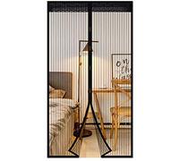EXTSUD Moustiquaire de Porte Magnétique Fermeture Automatique Rideau Porte Anti Insectes avec Aimants et Bande Adhesive sans Perçage (100x220cm, Noir)