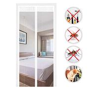 EXTSUD Moustiquaire de Porte Magnétique Fermeture Automatique Rideau Porte Anti insectes avec Aimants Sans Perçage (80x200cm, Blanc)