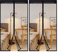 EXTSUD Moustiquaire de Porte Magnétique Fermeture Automatique Rideau Porte Anti Insectes Mouche Moustique avec Aimants sans Perçage (120x220cm) Noir (Lot de 2)