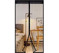 EXTSUD Moustiquaire de Porte Magnétique Fermeture Automatique Rideau Porte Anti insectes Mouche Moustique avec Aimants et Bande Adhesive Sans Perçage (80x200cm, Noir)