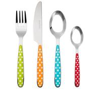 EXZACT Couleur Couverts en inox - 24 Pièces: 6 x Fourchettes, 6 x Couteaux, 6 x Cuillères, 6 x Cuillère à café (EX07 Couleur mixte x 24)