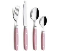 Exzact Couverts 24 pièces en INOX - avec poignées Artisanales à Rivets/Couverts de Style rétro - 6 x fourchettes, 6 x Couteaux, 6 x cuillères de Table, 6 x cuillères à thé