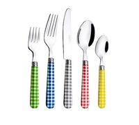 Exzact Couverts en Acier Inoxydable avec Poignées Vichy 20pcs, Lavables au Lave-Vaisselle, Service pour 4 Personnes