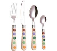 Exzact Couverts en INOX 16 Pièces avec Motifs À Pois/Ensemble De Coutellerie en Acier Inoxydable - Couteau De Table x 4, Fourchette De Table x 4, Cuillère De Table x 4, Cuillère À Café x 4 (16)