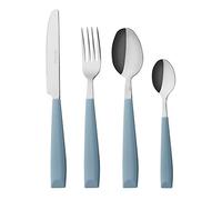 Exzact Couverts en INOX 16 Pièces - Ménagères avec des poignées en Plastique de Couleur vibrante - Confortable à Tenir - 4 x Fourchettes, 4 x Couteaux, 4 x Cuillères, 4 x Cuillère à café (Bleu Clair)