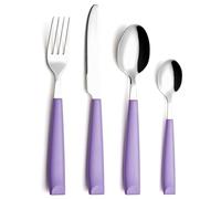 Exzact Couverts en Inox 16 Pièces - Ménagères avec des poignées en plastique de couleur vibrante - Confortable à Tenir - 4 x Fourchettes, 4 x Couteaux, 4 x Cuillères, 4 x Cuillère à café