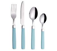 EXZACT Couverts en Inox/Coutellerie 16 PIÈCES - acier inoxydable avec poignées de couleurs - 4 x Fourchettes, 4 x Couteaux, 4 x Cuillères, 4 x Cuillère à café - EX23 Turquoise