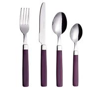 EXZACT Couverts en Inox/Coutellerie 16 PIÈCES - acier inoxydable avec poignées de couleurs - 4 x Fourchettes, 4 x Couteaux, 4 x Cuillères, 4 x Cuillère à café (EX23 Violet)