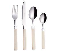 EXZACT Couverts en Inox/Coutellerie 16 PIÈCES - acier inoxydable avec poignées de couleurs - 4 x Fourchettes, 4 x Couteaux, 4 x Cuillères, 4 x Cuillère à café (EX23 Crème)