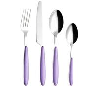 EXZACT Ménagère 16 pièces en acier inoxydable avec poignées colorées - EX07 (Lilas x 16)