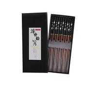 EXZACT noir laqué coffret de baguettes 5 paires fait main boîte