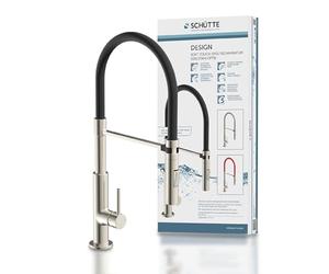 eyckhaus Schütte 23138 Mitigeur d'évier Design Soft Touch Aspect INOX Rouge, Chrome/Noir