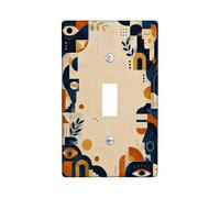 Eye Plaque de protection pour interrupteur à bascule simple, motif feuille abstraite moderne, sans plastique bleu marine, taille standard pour chambre à coucher, salle de bain, cuisine, entrée (simple