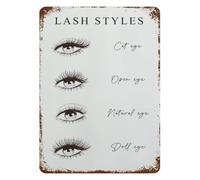 Eyelash Styling Chart Lash Extension Guide Vintage Retro Metal Tin Sign Wall-Art for Lash Artist Salon Home Studio Decor 8 X 12 inch