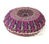 Eyes of India - 32" Rond Plein de Couleurs Pouf Méditation Coussin Sièges Housse Coussin Mandala Hippie Bohème Indienne Boho Chien Couvre Lit - Bar-l1-32-purple 1, 32 in.