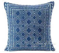 Eyes of India - Oreiller Décoratif Bloc Imprimé Coussin Étui Housse Sol Canapé Jeté de Lit Plein de Couleurs Boho Chic Bohème Indienne Accent Fait à la Main Housse - Bleu, 20 X 20 in. (50 X 50 cm)