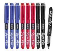 EYEYE 9 Sign Pen - Pointe de 1,0 mm - Trait de 0,6 mm, Feutre d'écriture à Encre Liquide pour un Tracé Fluide - Stylos à séchage rapide (Noir, Bleu, Rouge)