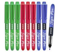 EYEYE 9 Sign Pen - Pointe de 1,0 mm - Trait de 0,6 mm, Feutre d'écriture à Encre Liquide pour un Tracé Fluide - Stylos à séchage rapide (verts, bleus, rouges)