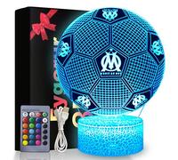 Eygerur Marseille Football Veilleuse 3D LED Enfants, Surprise Cadeau Foot Garcon 3 4 5 6-12 Ans, 16 Couleurs USB Smart Remote Control Football Lampe, Decoration Chambre Cadeaux Parfaits pour Les Fans