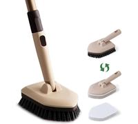 Eyliden 2 en 1 Balai-brosse avec manche 127cm, nettoyage de la baignoire et du carrelage
