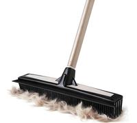 Eyliden Râteau à tapis en caoutchouc pour poils d'animaux, balai poussoir 2 en 1 avec raclette, manche télescopique de 137,2 cm, brosse pour enlever l'eau des poils pour tapis, tapis, bois dur, sols