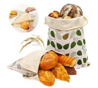 Eyoulife Lot de 2 sacs à pain en cire d'abeille 44 x 34 cm - Grand sac à pain en lin avec cire d'abeille naturelle - Fermeture éclair en L - Réutilisables - Pour garder au frais sans dessècher le pain