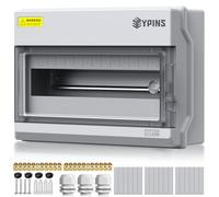 EYPINS Coffret Électrique 15 Modules Boîtier Électrique Extérieur IP65 Intérieur avec 3 Presse-étoupes M32,2 Barres de Cuivre Kit de Fixation pour Machine,Garage(31.6x11x22cm）