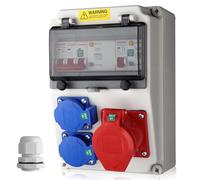 EYPINS Coffret Électrique de Chantier 2 Prises Schuko,Disjoncteur FI/LS 16A, Distributeur D'alimentation Mural Étanche et Antichoc Répartiteur de Prise Professionnel pour Garage,Atelier,Jardin-IP66