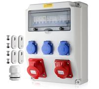 EYPINS Coffret Électrique de Chantier avec LS+FI-IP54 Prise Schuko& IP44 | 2*230 V Prise Schuko1*16 1*32A Prise CEE à 5 Broches Disjoncteur Distributeur de Puissance Consommée pour Atelier/Usine/Gar