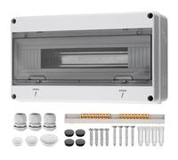 EYPINS Coffret Electrique Etanche Exterieur IP65 Boîtier de Distribution Exposé 18 Modules avec Terminaux et Rails Intégrés ABS de Surface en Plastique avec Porte Transparente Jardin Zone Extérieure