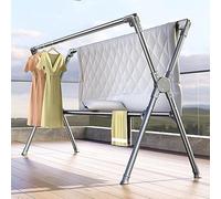 EYRMQWJPC Séchoir à Linge Extensible, Étendoir à Linge Pliable, Bipolaire, Alliage d'aluminium, Gris, 80-160 cm, intérieur et extérieur(100cm)