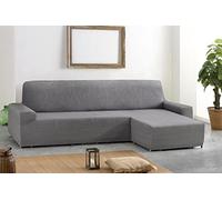 Eysa Aquiles Elastique Chaise Longue Bras Court Droite, Vue Frontale, Polyester Coton, Gris, 43 x 37 x 14 cm FC037086D