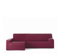 Eysa Housse de canapé bi-élastique pour Chaise Longue avec Bras Long Gauche Vue de Face Couleur Bordeaux Design Harlem