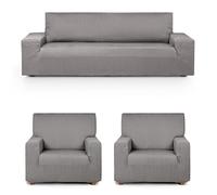 Eysa Housse de canapé Extensible Pack Trio 3 + 1 + 1 Places Gris Design Luz