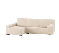 Eysa Ulises élastique Chaise Longue Gauche, Vue Frontale, Beige, Polyester Coton, 90 x 240-280 x 155 cm