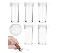 EYVRPAU Salières et Poivrières Mini Transparentes, Lot de 5 en Plastique avec Couvercle - Kit Distributeurs d'Épices Portable pour Voyage, Camping, Pique-nique & Boîte à Lunch