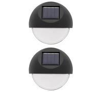 EZ Solar Appliques murales SL018EZ solaires détecteur de pénombre IP44 rondes lot de 2 noir 2×6 lm