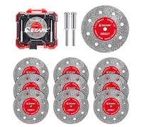EZARC 10 disques de coupe diamantés de 38 mm, rainure de 0,6 mm, disques de coupe pour carrelage de 1,5 po x 1/8 po avec 2 mandrins pour la découpe, le meulage et la sculpture 10 pcs set