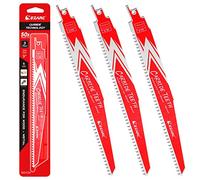 EZARC Carbure Lames Pour Scies Sabre Sawzall, R956HM 225mm 6TPI pour Bois Clouté Démolition, 3PC