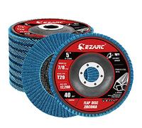 EZARC Disque a Lamelle, Rondelles de Blocage Crantées Ø 125 mm x 22,2 mm Lot de 10 Disques à Lamelles Bleus, Grain 40 Pour Inox, Métal et Bois