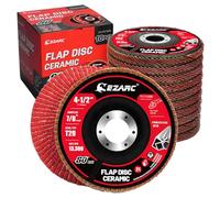 EZARC Disques à lame en céramique de 80 granulés, disques de ponçage à lame de 115 mm, meule de meulage en céramique de type 29 pour l'acier inoxydable, la fonte et les tôles métalliques, paquet de 10